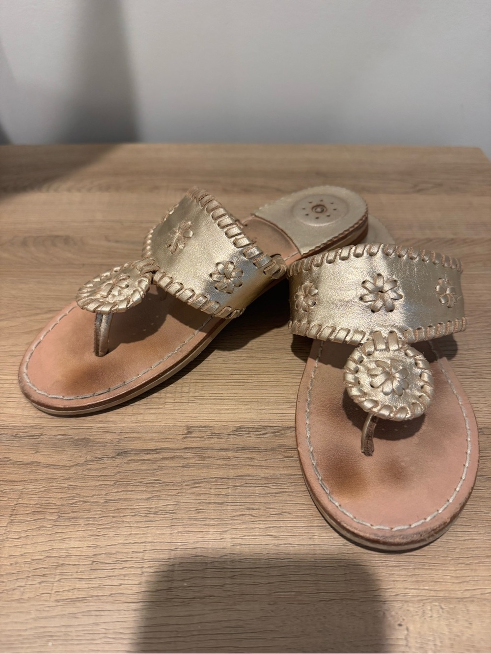 Jack Rogers Girl’s Metallic Gold Leather Sandals